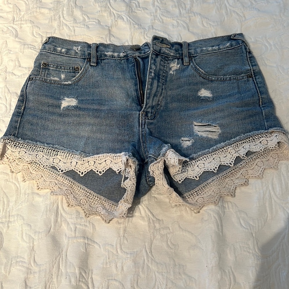 Free people lace trim shorts